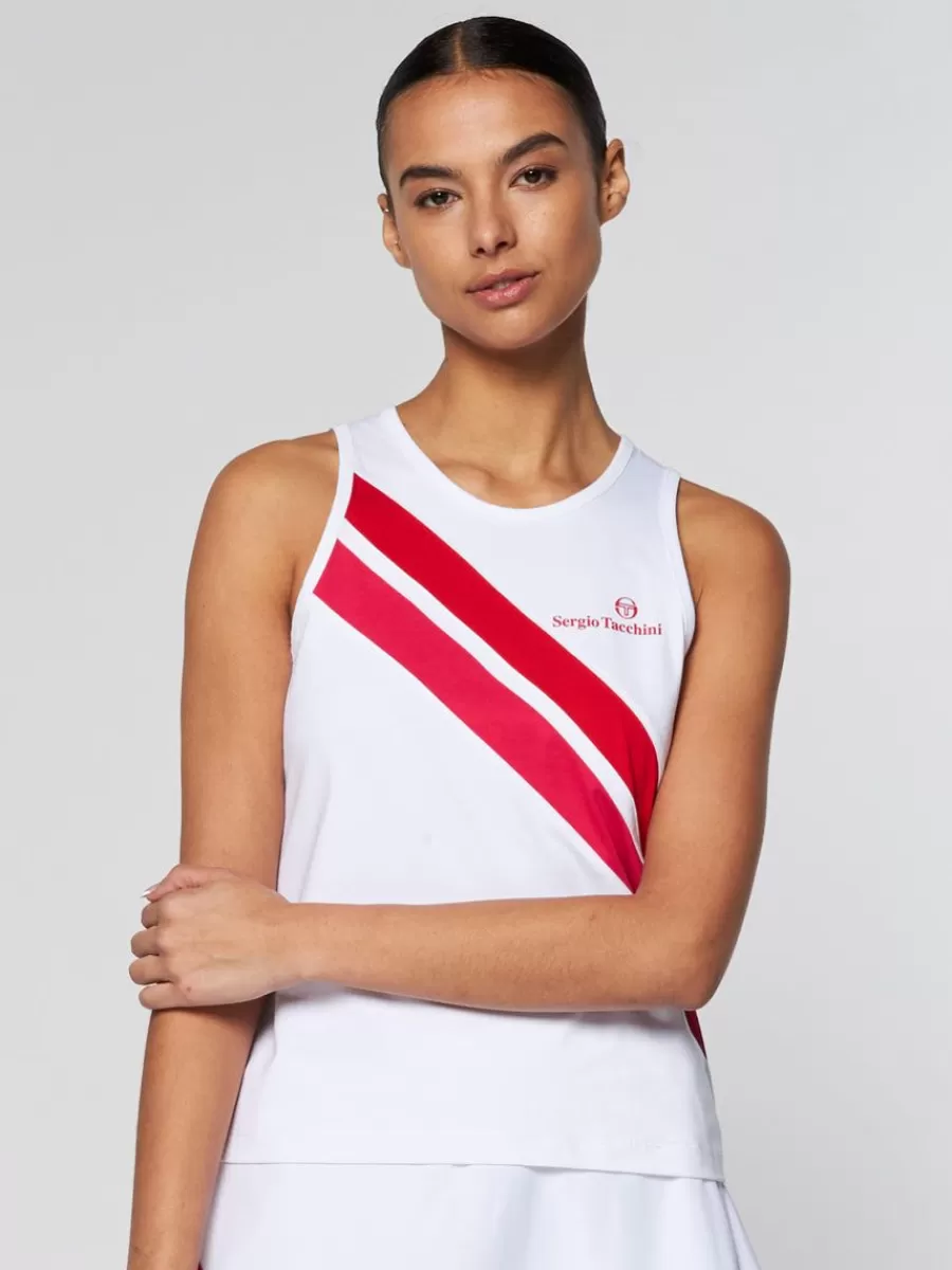 Tops And Sports Bras>Sergio Tacchini Women'S Ortica Tennis Tank- White