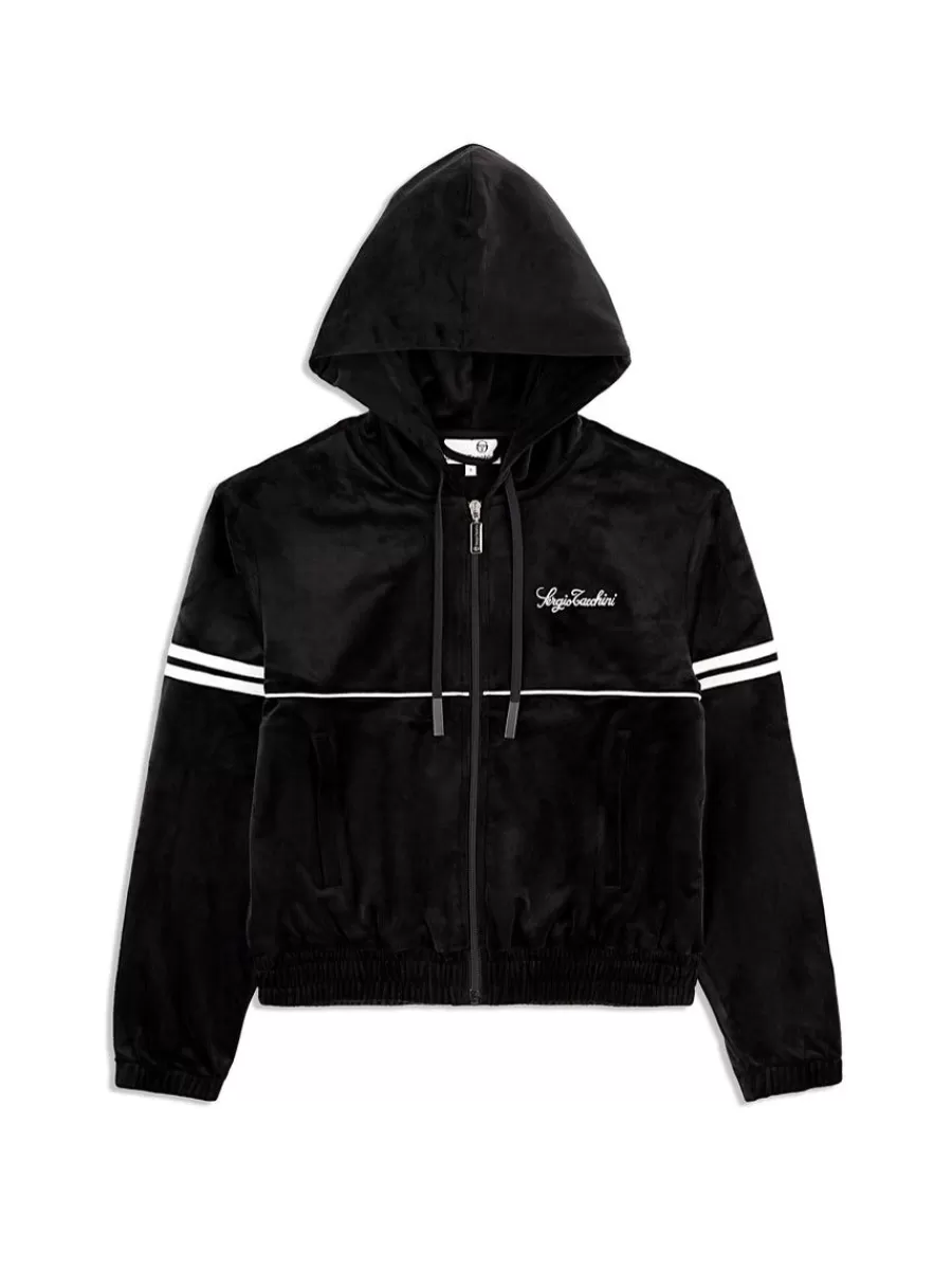 Velour>Sergio Tacchini Women'S Scopeto Hoodie- Black Beauty
