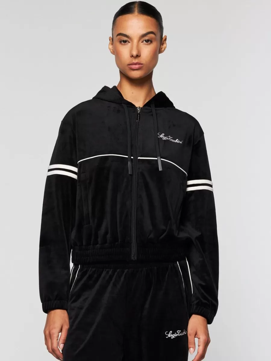 Velour>Sergio Tacchini Women'S Scopeto Hoodie- Black Beauty