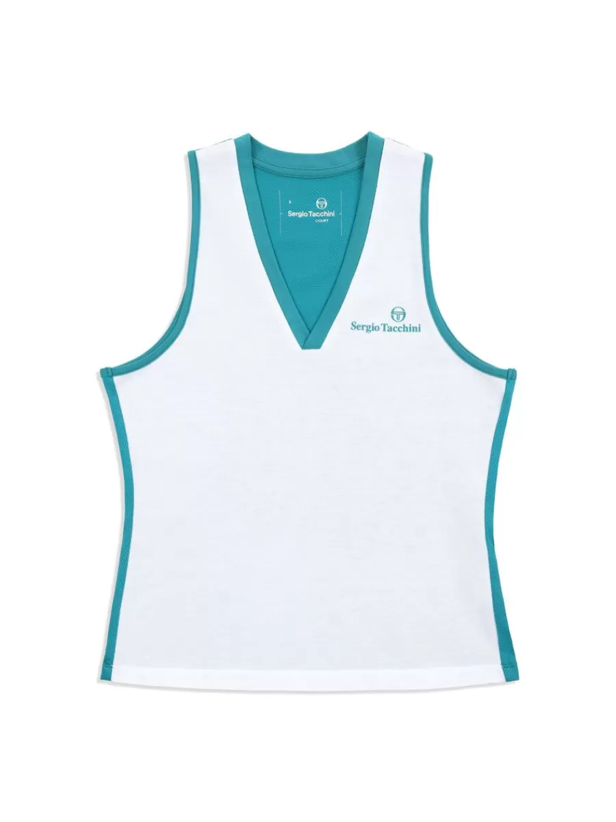 Tops And Sports Bras>Sergio Tacchini Women'S Vigentino Tennis V-Neck Tank Top- White